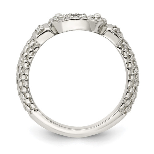 Sterling Silver Cubic Zirconia Textured Ring, 4.8 mm - View 2