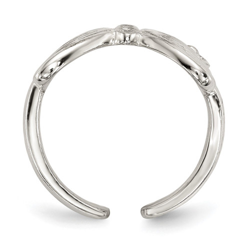 Sterling Silver Polished Cubic Zirconia Butterfly Double Finger Ring, 2.4 mm - View 2