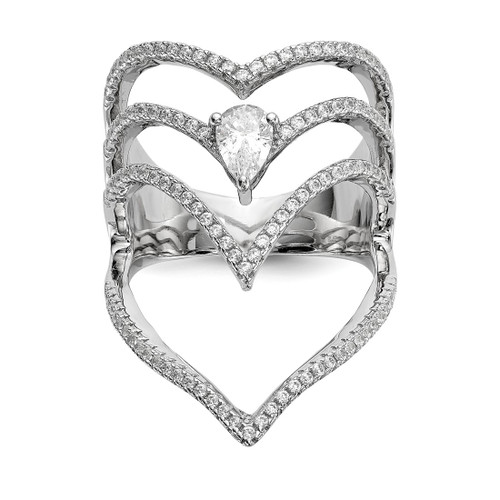Pure Fire Sterling Silver Rhodium-Plated Cubic Zirconia Ring