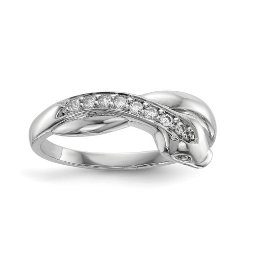 Sterling Silver Rhodium-Plated Cubic Zirconia Snake Ring