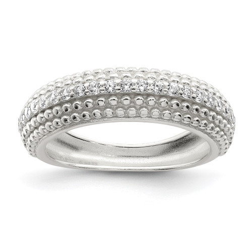Sterling Silver Cubic Zirconia Ring, Domed