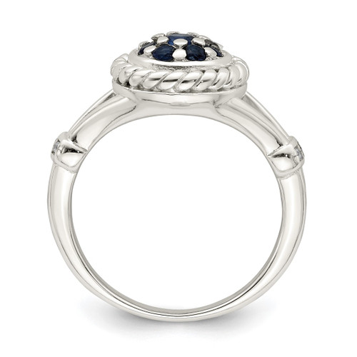 Sterling Silver Blue & White Cubic Zirconia Ring, 1.88 mm - View 2