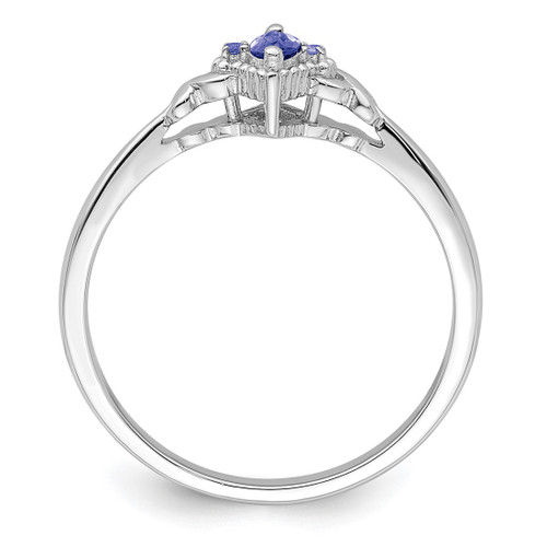 Sterling Silver Rhodium-Plated 0.01ct Diamond and Tanzanite Ring, Flat - View 2