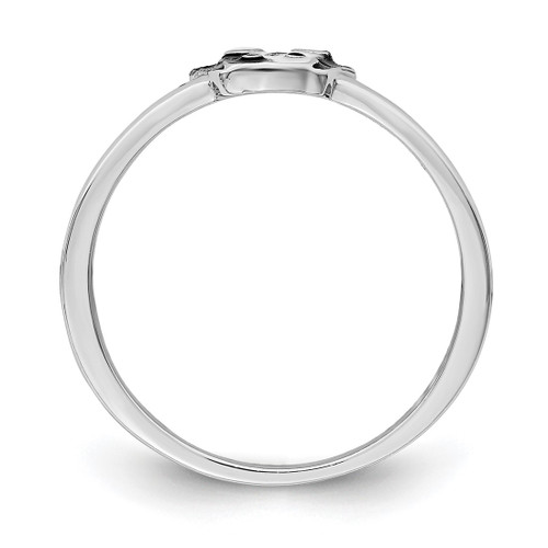 Sterling Silver Rhodium-Plated Black/White Enameled Puppy Ring, 1.5 mm - View 2