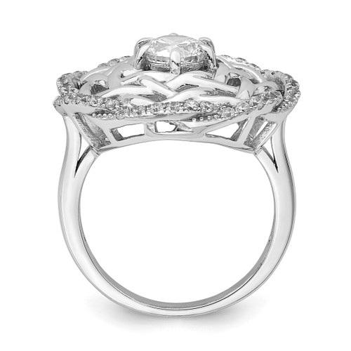 Sterling Silver Rhodium-Plated 6 mm Cubic Zirconia Center Woven Ring - View 2