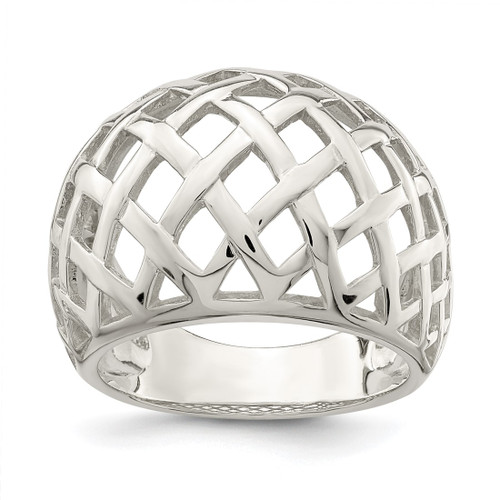 Sterling Silver Polished Ring, 17.1 mm Top Length, 24.3 mm Top Width, Textured