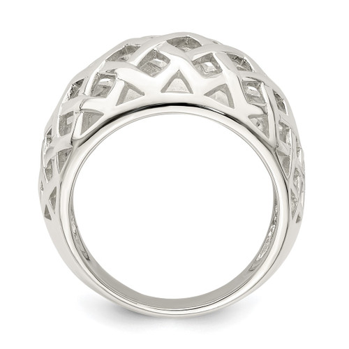 Sterling Silver Polished Ring, 17.1 mm Top Length, 24.3 mm Top Width, Textured - View 2