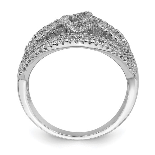 Sterling Silver Rhodium-Plated Cubic Zirconia Micro Pave Fancy Ring - View 2