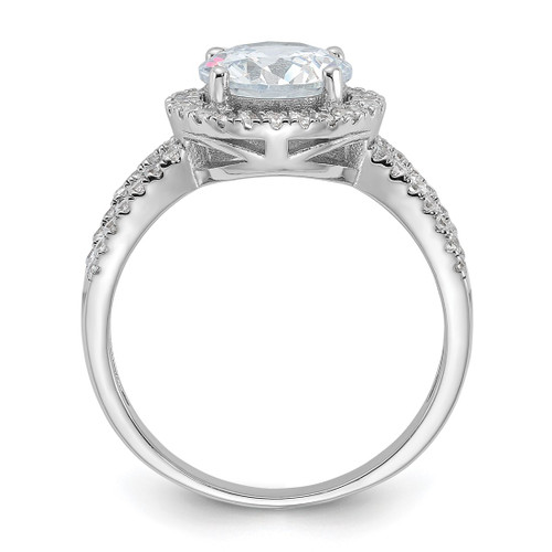 Sterling Silver Rhodium-Plated Halo 8 mm Center Cubic Zirconia Ring - View 2