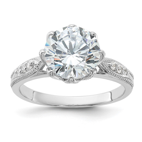 Sterling Silver Rhodium-Plated 9 mm Cubic Zirconia Ring