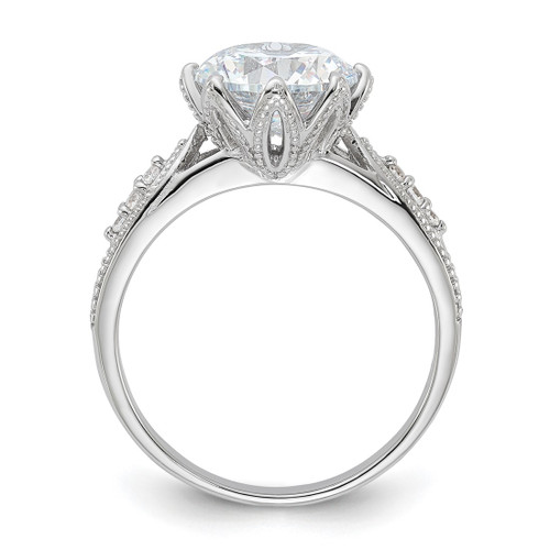 Sterling Silver Rhodium-Plated 9 mm Cubic Zirconia Ring - View 2