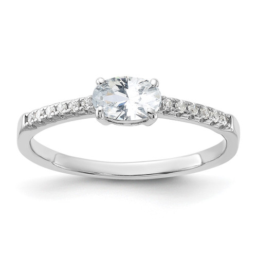 Sterling Silver Rhodium-Plated Oval Cubic Zirconia Ring, 1.45 mm
