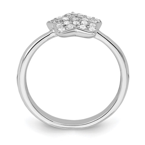 Sterling Silver Rhodium-Plated Cubic Zirconia Star Ring, 2.6 mm - View 2