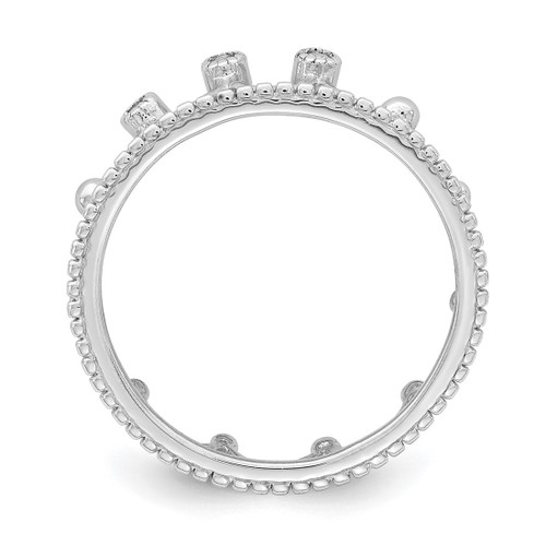 Sterling Silver Rhodium-Plated Cubic Zirconia Crown Ring - View 2