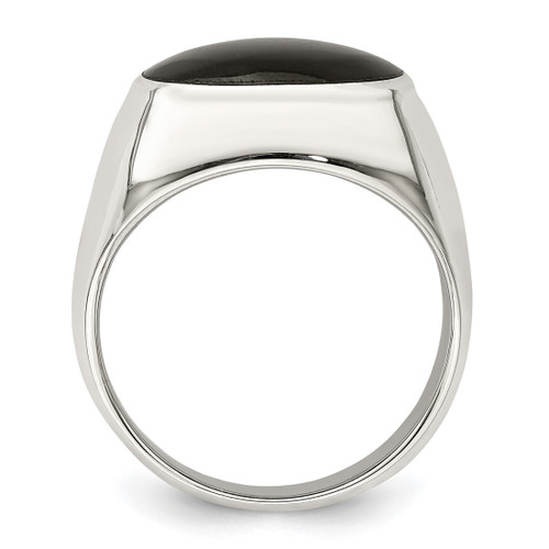 Sterling Silver Polished Black Lab-Created Onyx Ring, 16.69 mm Top Length, 13.44 mm Top Width - View 2