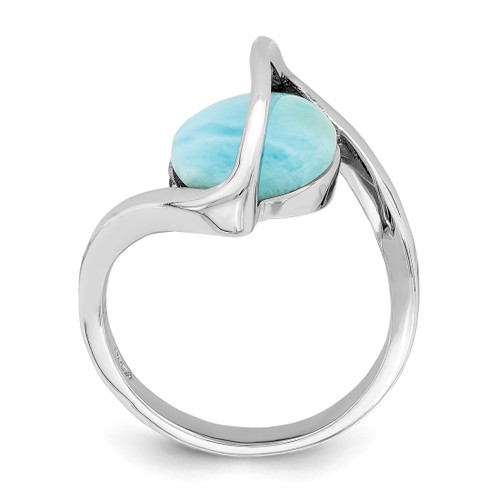 Sterling Silver Rhodium-Plated Larimar Twisted Ring, 2.6 mm - View 2
