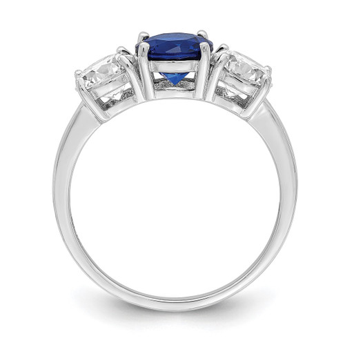 Sterling Silver Rhodium-Plated Lab-Created Spinel & Cubic Zirconia 3 Stone Ring, 1.57 mm - View 2