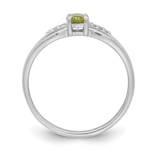 Sterling Silver Rhodium-Plated 0.03ct Diamond Peridot Ring, 1.46 mm - View 2