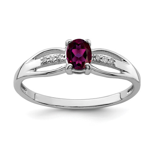 Sterling Silver Rhodium-Plated 0.03ct Diamond Rhodolite Garnet Ring, 1.46 mm