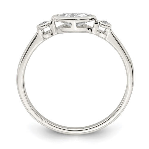 Sterling Silver Rhodium-Plated Polished White Topaz Ring, 1.65 mm - View 2