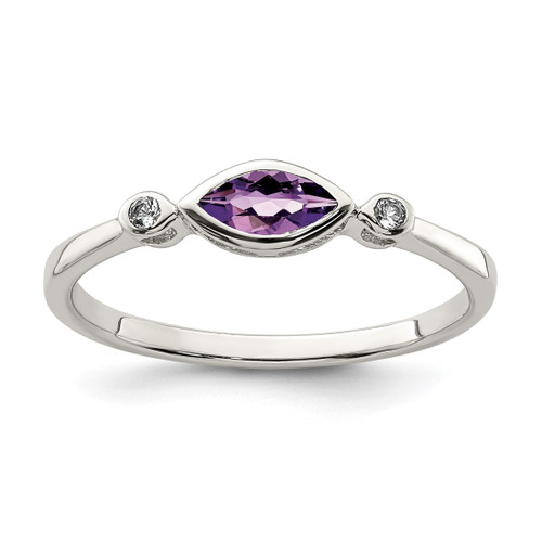 Sterling Silver Rhodium-Plated Polished Amethyst/White Topaz Ring, 1.65 mm