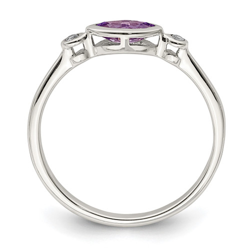 Sterling Silver Rhodium-Plated Polished Amethyst/White Topaz Ring, 1.65 mm - View 2