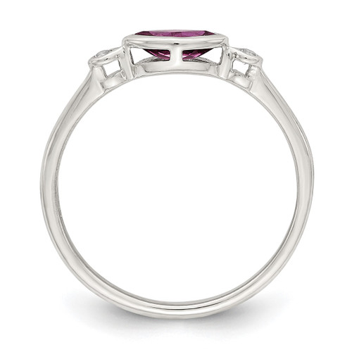 Sterling Silver Rhodium-Plated Polished Rhololite and White Topaz Ring, 1.65 mm - View 2