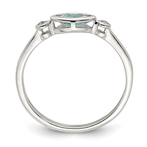 Sterling Silver Rhodium-Plated Polished Aquamarine/White Topaz Ring, 1.65 mm - View 2