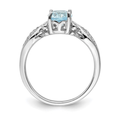 Sterling Silver Rhodium-Plated Polished Blue Topaz and White Cubic Zirconia Ring, 1.56 mm - View 2