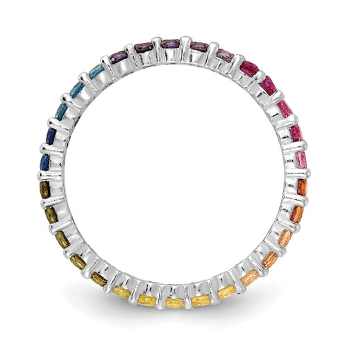 Prizma Sterling Silver Rhodium-Plated Colorful Cubic Zirconia Eternity Band Ring, 2.06 mm - View 2