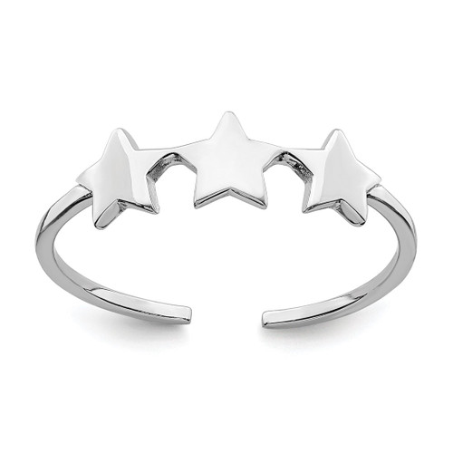 Sterling Silver Rhodium-Plated Stars Adjustable Ring, 1 mm