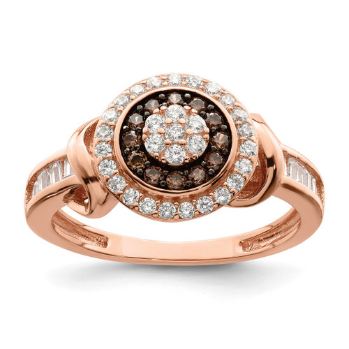 Sterling Silver Rose-Tone Black Rhodium-Plated Cubic Zirconia Fancy Ring