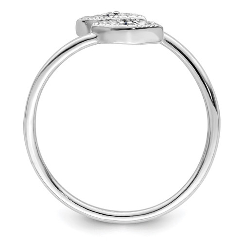 Sterling Silver Rhodium-Plated Polished Blue & White Cubic Zirconia Eye Adjustable Ring, 1.2 mm - View 2