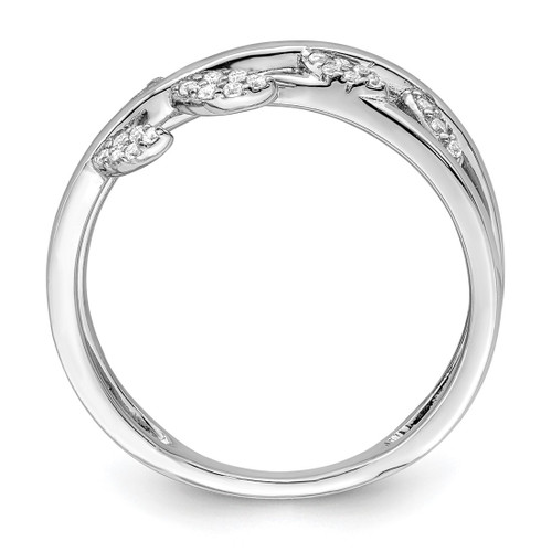 Sterling Silver Rhodium-Plated Cubic Zirconia Leaves Ring, 1.8 mm - View 2
