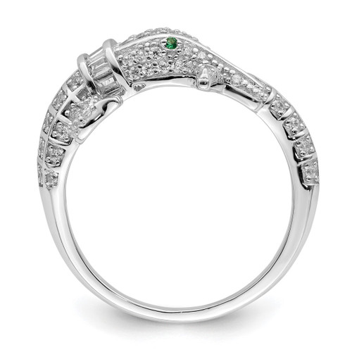 Sterling Silver Rhodium-Plated Polished Cubic Zirconia Alligator Ring, 2.6 mm - View 2