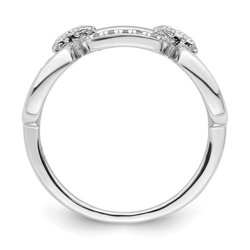 Sterling Silver Rhodium-Plated Polished Cubic Zirconia 3 Square Ring, 1.3 mm - View 2