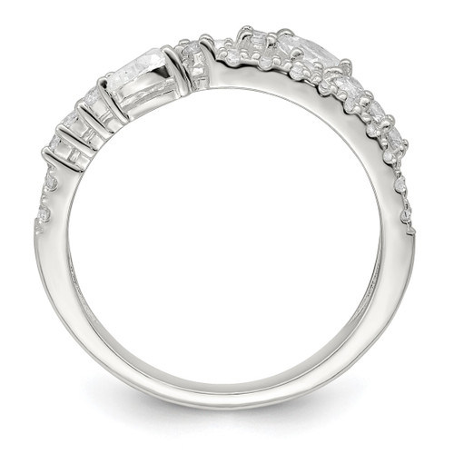 Sterling Silver Cubic Zirconia Ring, Polished, 9.5 mm Top Length, 13.8 mm Top Width - View 2