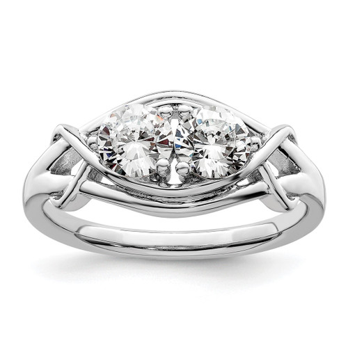 Sterling Silver Rhodium-Plated Cubic Zirconia Ring, 11.6 mm Top Width, 8.6 mm Top Length