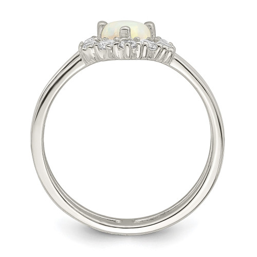 Sterling Silver Cubic Zirconia & Heart Created White Lab-Created Opal Double Band Ring, 4.25 mm - View 2