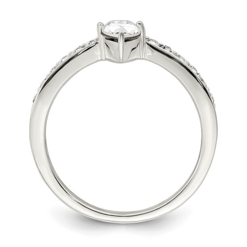Sterling Silver Cubic Zirconia & Chinese Crystal Teardrop Ring, 2 mm - View 2