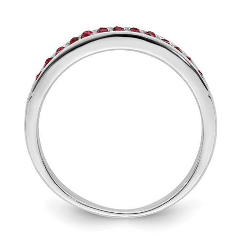 Sterling Silver Rhodium-Plated Polished Red Crystal Ring - View 2