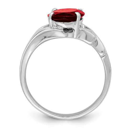 Sterling Silver Rhodium-Plated Garnet Ring, 3 mm - QR741 - View 2