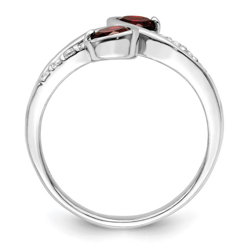 Sterling Silver Rhodium-Plated.8t.W. Garnet & White Topaz Swirl Ring, 2.1 mm - View 2