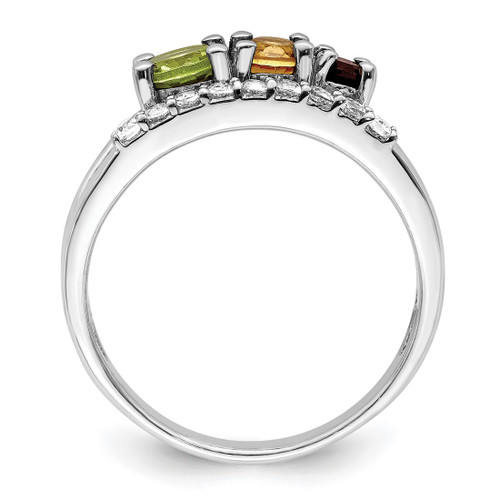 Sterling Silver Rhodium-Plated 1.02t.W. PE/CI/GA/WT Bypass Ring, 2.45 mm - View 2
