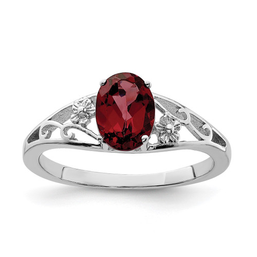 Sterling Silver Rhodium-Plated Garnet Ring, 3 mm - QR742