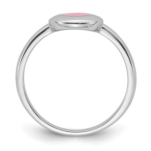 Sterling Silver Rhodium-Plated Polished Pink Enamel Heart Children'S Ring, 1.8 mm - View 2