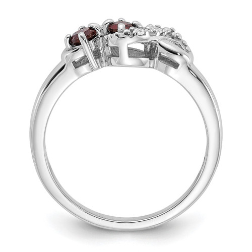 Sterling Silver Rhodium-Plated Garnet and Cubic Zirconia Swirl Ring, 1.89 mm - View 2