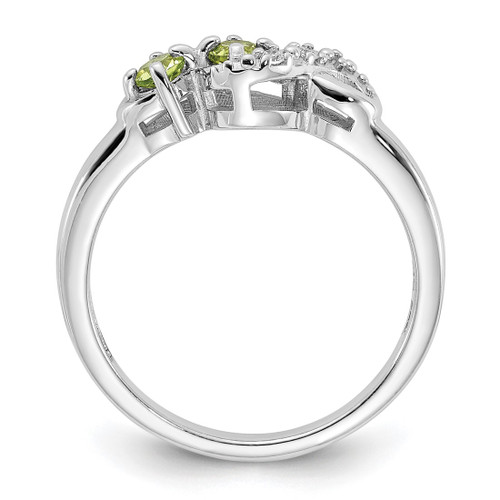 Sterling Silver Rhodium-Plated Peridot and Cubic Zirconia Swirl Ring, 1.89 mm - View 2