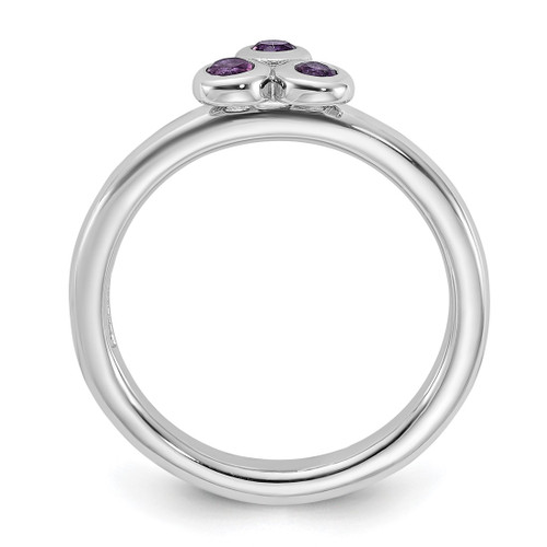 Sterling Silver Rhodium-Plated Amethyst Ring, 2.44 mm - View 2