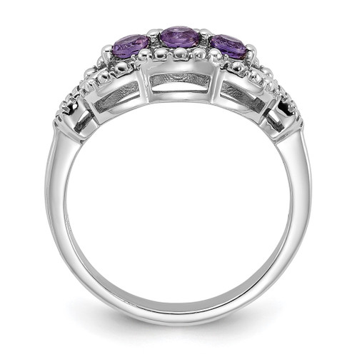 Sterling Silver Rhodium-Plated Amethyst Ring, 2.37 mm - View 2